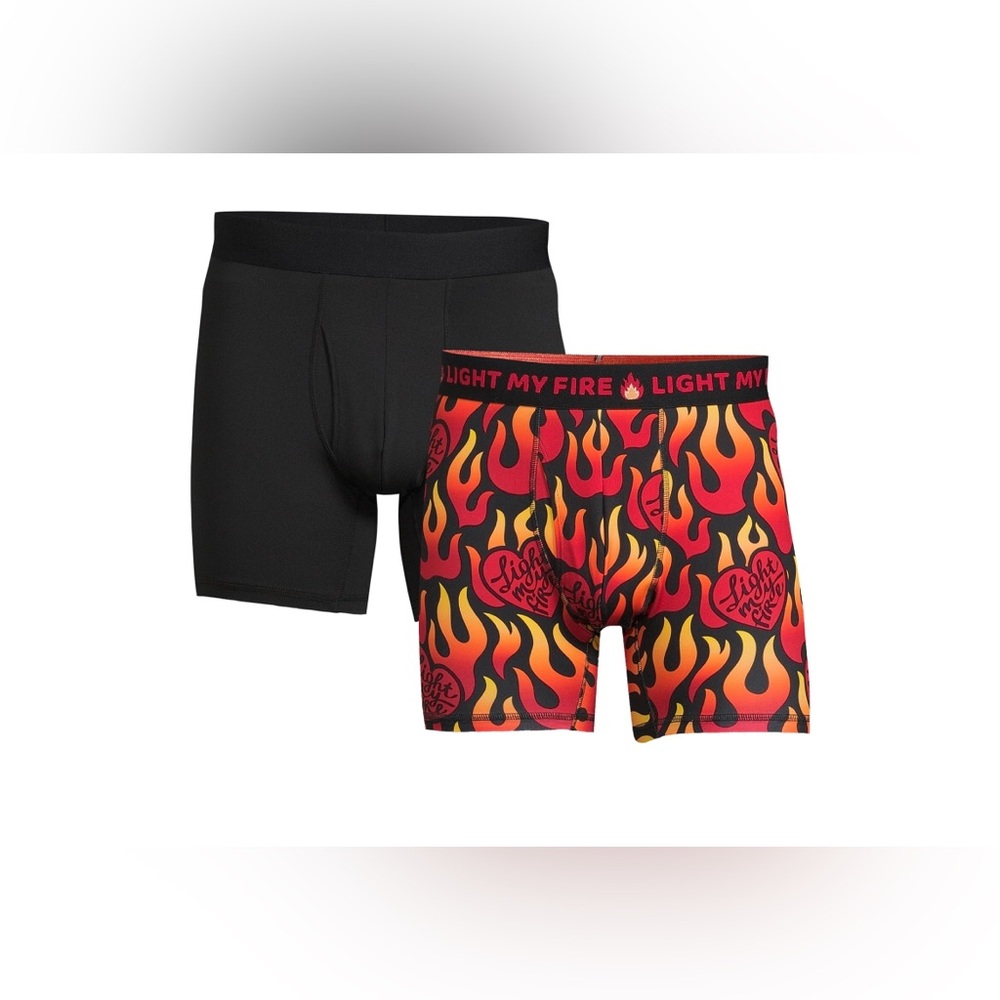 Valentines Day Men’s Light My Fire Printed Boxer Briefs 2-Pack.